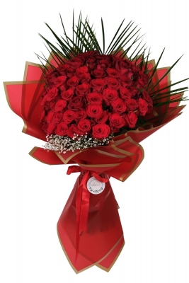 Kraft Buket Kağıdında 100 Kırmızı Gül
