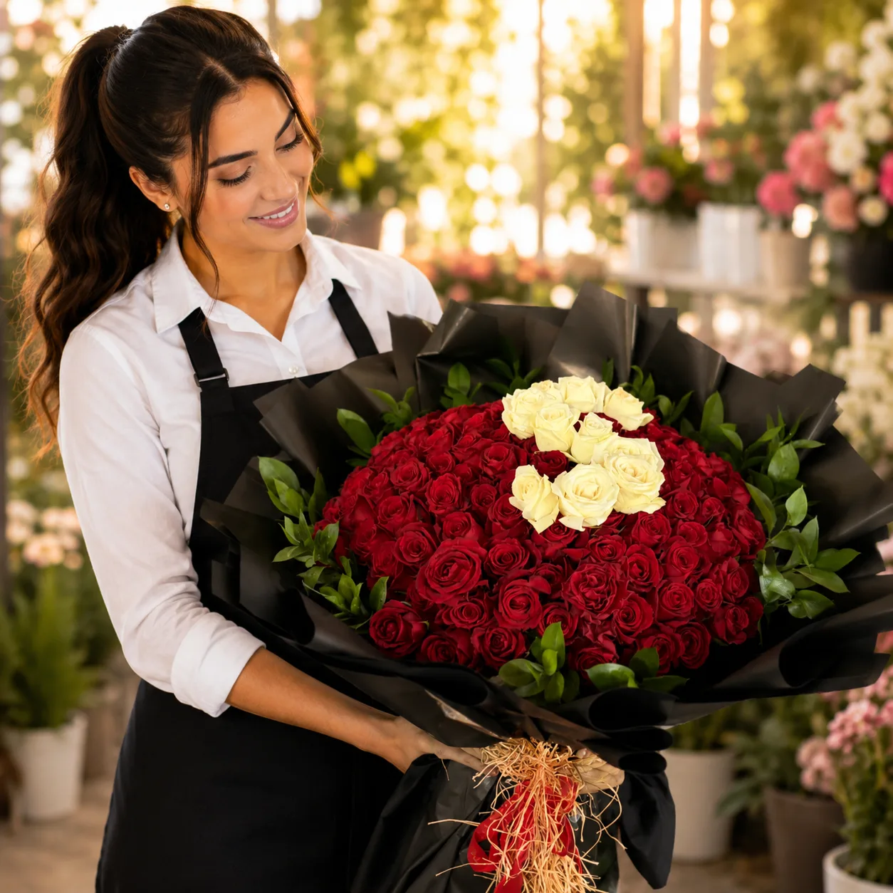 Baş Harfli 101 Kırmızı Gül Buketim