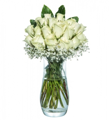 21 Beyaz Gül - Paşabahçe Vazoda