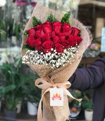 O Benim Dünyam Aşkıma 21 Gül Buketi