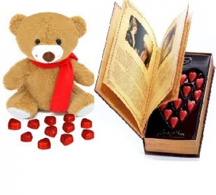 25 Cm Kurdelalı Peluş Ayıcık Ve Bind Chocolatekişiye Özel Çikolata Dolu Aşk Kitabı Book Of Love