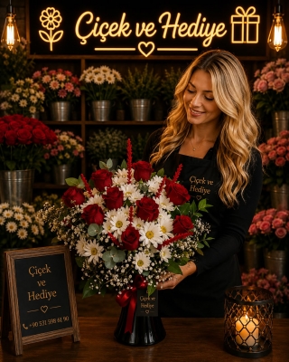 Vazoda Gül ve Papatyalar