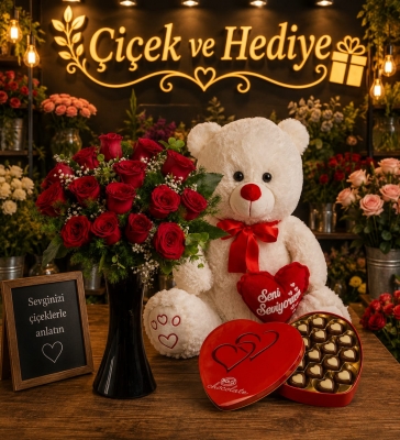 Sevgimi Hisset 15 GÜL & Çikolata & Sevimli Peluş