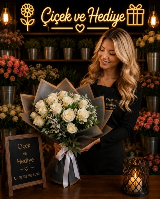15`li Beyaz Gül Buketi
