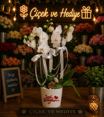 seni seviyorum mesajli 3 dal phalaenopsis orkide-