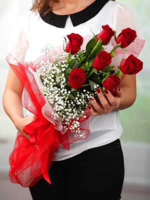 Hayatımın Aşkına 7`li Gül Buketi