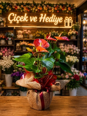 Kırmızı Antoryum (Anthurium )Saksı Çiçeği