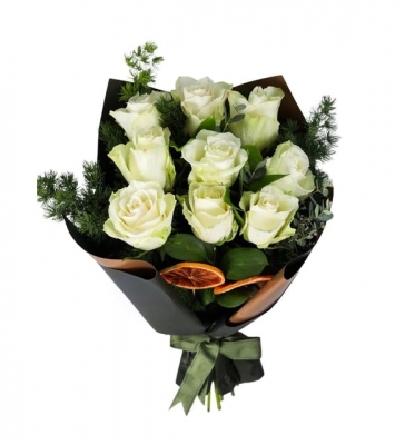 9 Adet Beyaz Gül Buketi