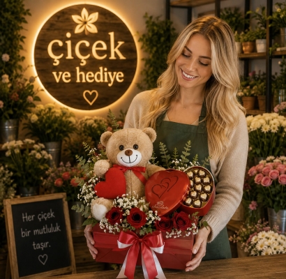 Sevimli Kalpli Peluş Ayıcık Çikolata ciceksepeti diyarbakır