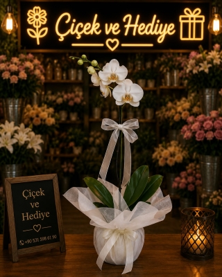 Tekli Beyaz Phalaenopsis Orkide