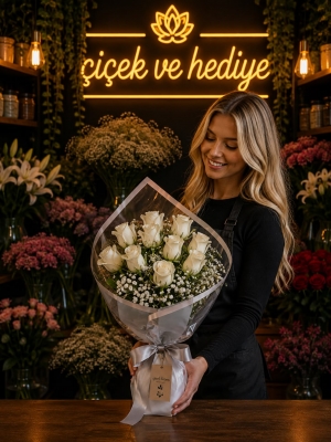 Beyaz Bukette 11 Beyaz Gül