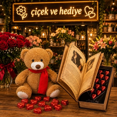 25 Cm Kurdelalı Peluş Ayıcık Ve Bind Chocolatekişiye Özel Çikolata Dolu Aşk Kitabı Book Of Love