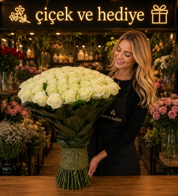 41 Beyaz Gül Buket