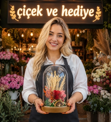 Ters Fanus Şıklığı Işıklı Kırmızı Solmayan Gül