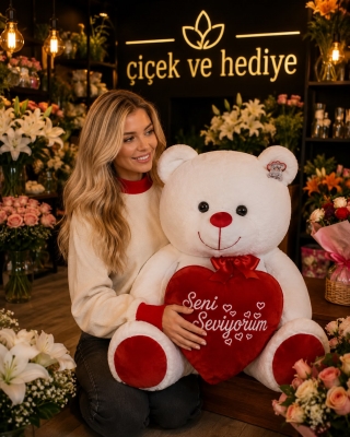 130 Cm Seni Seviyorum Kalpli Büyük Ayıcık