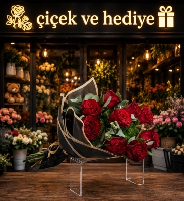 Seni Seviyorum 9 Kırmızı Gül Buketi