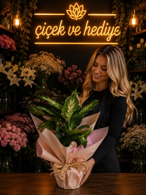 Saksıda Dieffenbachia Çiçeği