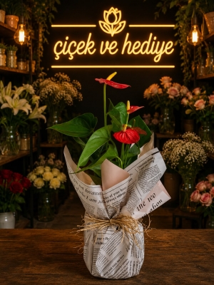 Dekoratif Saksıda Antoryum Bitkisi