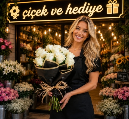 11`li Beyaz Gül Buketi Diyarbakır ofis Çiçekçi