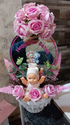 KIZ BEBEK AYNALI YAPAY GÜLLER