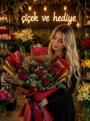 Delüx 7 Kırmızı Gül Buketi