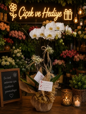 Fresh Love Serisi Çift Dal Beyaz Orkide