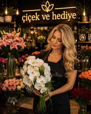 Gösterişli Beyaz Orkideler Gelin Buketi Çiçeği
