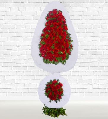 Kırmızı Gerberalar Çift Katlı Çelenk