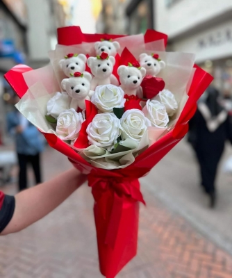 Lüx Gül Buketi ve sevimli peluşlar