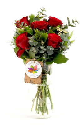 Novento Five Paşabahçe Vazoda 5`li Kırmızı Gül