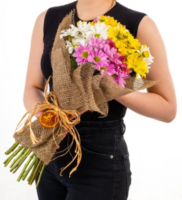 Renkli Papatya Buketi Özel Tasarım