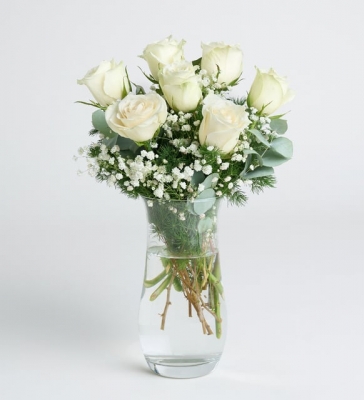 Paşabahçe Vazoda 7’li Beyaz Gül