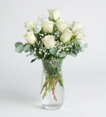 Paşabahçe Vazoda 9`lu Beyaz Gül