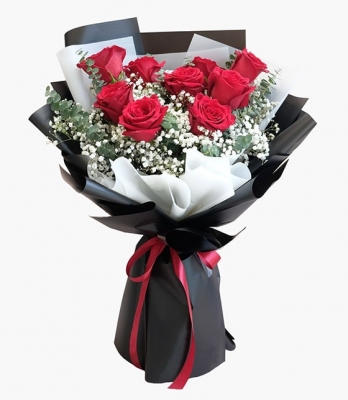 Seni Seviyorum 9 Kırmızı Gül Buketi