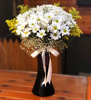 Beyaz Mutluluk Papatya Aranjmanı