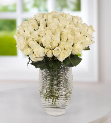 Vazoda 101`Lİ Beyaz Gül