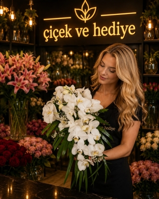 Zarafetin Simgesi Beyaz Orkide Gelin Buketi Çiçeği
